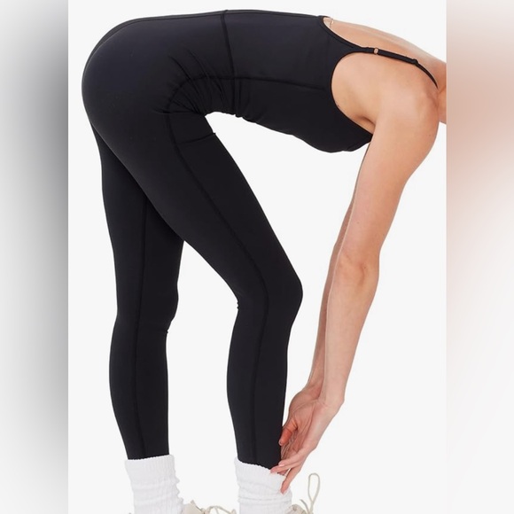 KUT & SO Yoga Bodysuit – Spaghetti Straps Workout Jumpsuit Stretch Jersey Fabric - Picture 3 of 10